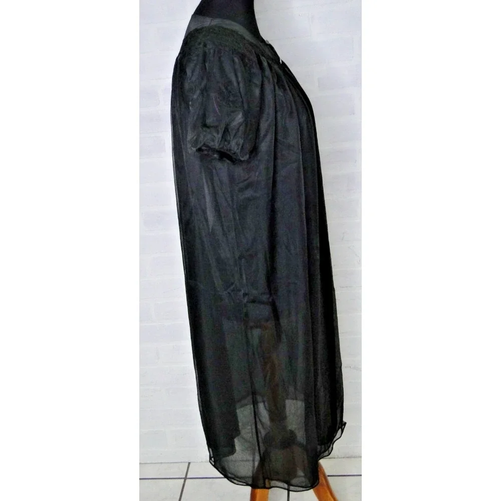 Vintage Kayser Black Chiffon Sheer Short Robe Peignior Lingerie‎ Sz 34 USA Made
